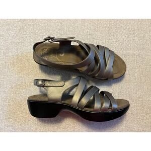 Dansko Dani Sandal Pewter Leather Strappy Low Heel Clog Size EU 36 US 5.5-6